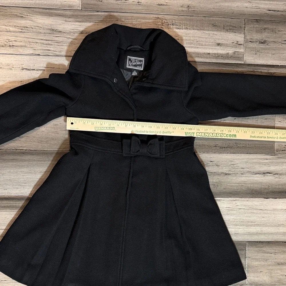 Rothschild Black Belted Fit-and-Flare Wool Coat